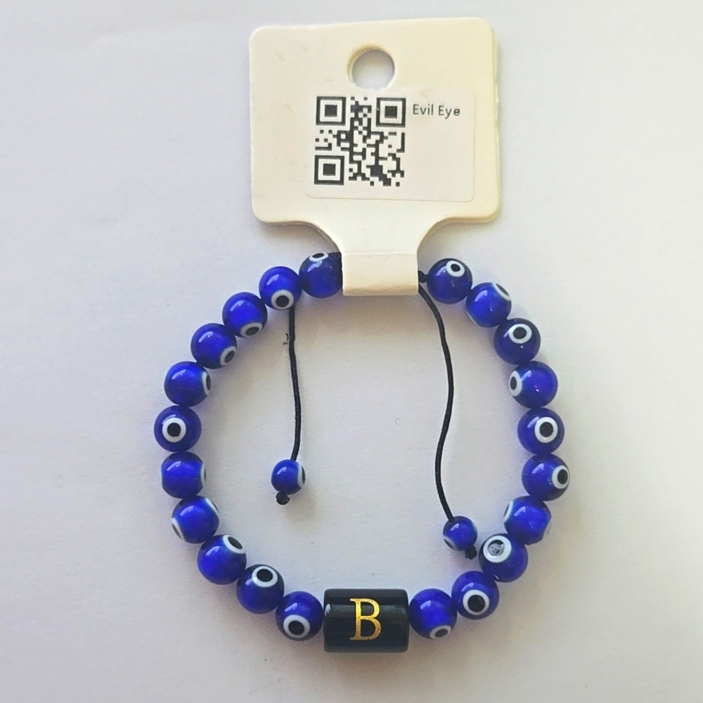 Evil Eye Gem Stone Bracelet Letter B
